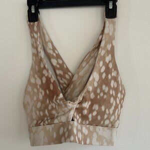 Women’s White & Light Brown Sports Bra Large Size | Polka Dot Design,Activewear